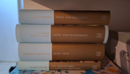 4 ספרים קלאסים באנגלית: גאווה ודעה קדומה, החטא ועונשו, מובי דיק והאקלברי פין
